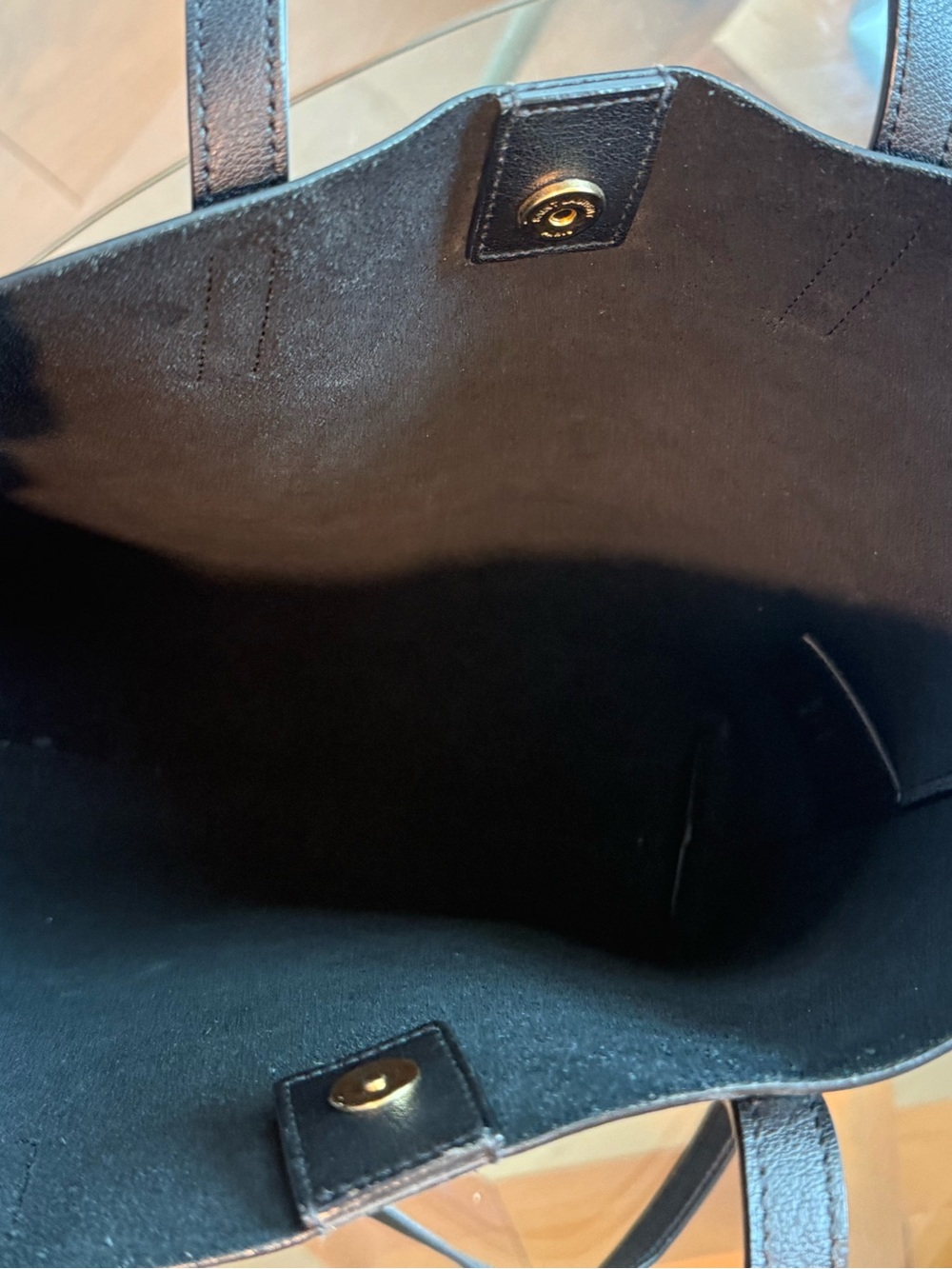 Saint Laurent Black Leather Tote with Gold YSL Charm and Strap - Picture 8 of 8